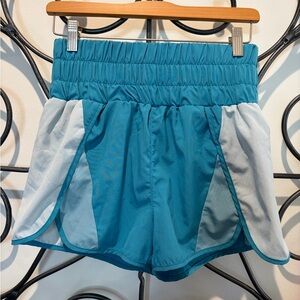 Teal and Light Gray Women's Athletic Shorts